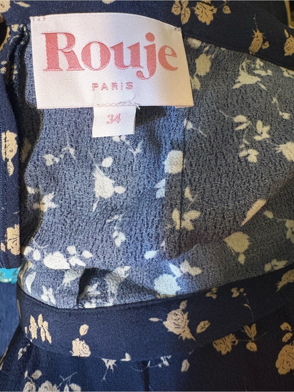 Rouje Navy MIDI skirt with Cream Floral Motif